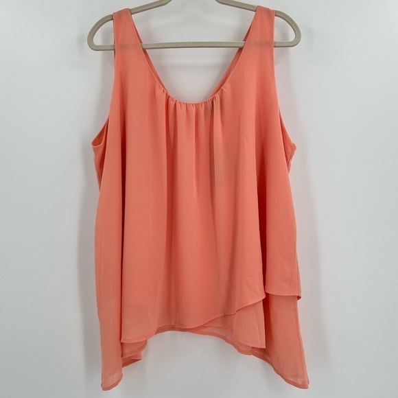 Zenobia NWT Peach Sleeveless Layered Pop Over Blouse Size 3XL - Picture 1 of 14